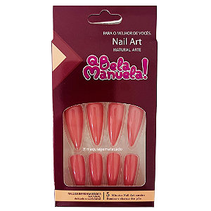 Unhas Postiças Stiletto Autocolante QBM755 Nude
