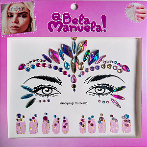 Adesivo Auto Colante Para Rosto e Strass Para Unhas Carnaval QBM782 Modelo 01