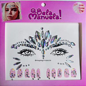 Adesivo Auto Colante Para Rosto e Strass Para Unhas Carnaval QBM782 Modelo 02