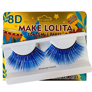 Cílios Postiços 8D Coloridos Carnaval ML1293 Azul