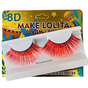 Cílios Postiços 8D Coloridos Carnaval ML1293 Laranja
