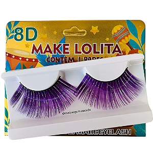 Cílios Postiços 8D Coloridos Carnaval ML1293 Roxo