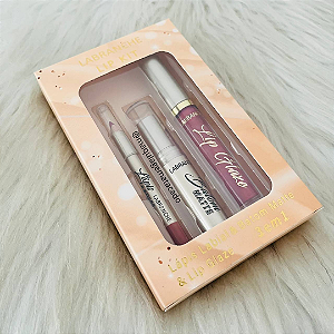 Lip Kit 3 em 1 Batom Matte, Gloss Labial e Lápis Labial Labranche LA1141 Cor 01