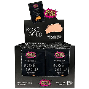 Máscara Facial Peel Off Rosê Gold com Extrato de Laranja Sachê 8g Super Poderes MFSP42 Atacado Box 60 Unidades