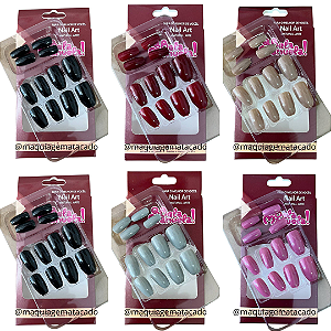 Kit 06 Cartelas Unhas Postiças Autocolante Q Bela Manuela QBM751