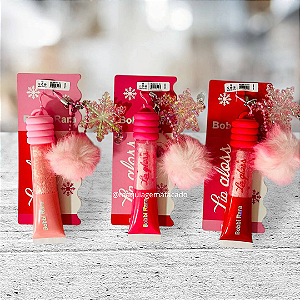 Kit 03 Unidades Lip Gloss com Pompom e Chaveiro Floco de Neve Bobbi Rara BRB102134
