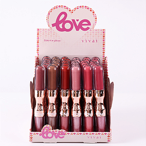 Batom Líquido e Gloss Duo Love Vivai 3260 Atacado Box 36 Unidades