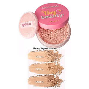 Kit 03 Unidades Pó Solto Matificante com Esponjinha Hey Beauty City Girls CG341