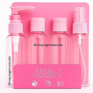 Kit 04 Frascos Para Viagem com Necessaire Plástica Q Bela Manuela QBM989