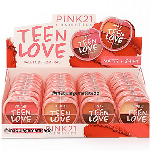 Paleta de Sombras Matte + Shiny Teen Love Pink 21 CS5777 Atacado Box 24 Unidades
