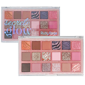 Paleta de Sombras 18 Cores Secret Glow Ruby Rose HB1084