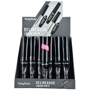 Delineador Líquido Preto Ruby Rose HB8406 Atacado Box 24 Unidades