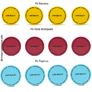 Kit 12 Unidades Misto Pós Lady Beauty Banana, Rosa Mosqueta e Tapioca
