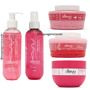 Kit 05 Itens Alleva Intense Seduction Sabonete, Esfoliante, Geleia, Manteiga e Body Splash