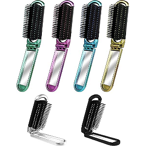 Escova de Cabelo Dobrável com Espelho Cor Aleatória - Unidade