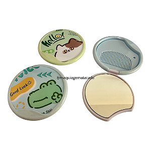 Espelho de Bolsa com Mini Pente Estampa Aleatória Unidade ES158