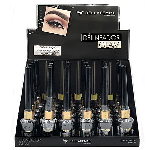 Delineador Líquido Glam Black Bella Femme BF10041 Atacado Box 24 Unidades