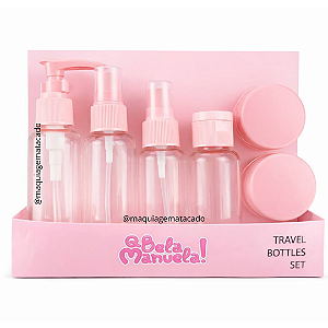 Kit 06 Frascos Para Viagem com Necessaire Plástica Q Bela Manuela QBM987