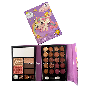Paleta Estojo Kit de Maquiagem Yoyo Maquiamor Unicórnio Lilás YYC0013