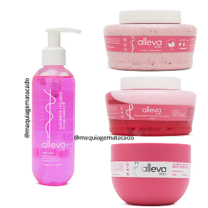 Kit 04 Itens Alleva Rose Essence Sabonete, Esfoliante, Geleia, Manteiga