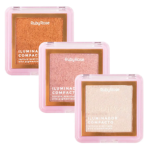 Kit 03 Unidades Iluminador Compacto Ruby Rose HB859