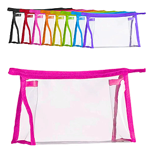 Necessaire Plástica Transparente Média 21 x 13,5cm Cor Aleatória - Unidade N030-1