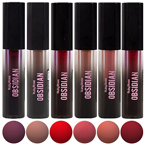 Kit 06 Unidades Batom Líquido Crème Lip Obsidian Ruby Rose HB7100