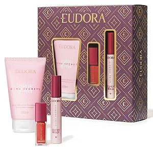 Kit Presente Niina Secrets Eudora 03 Itens Máscara Para Cílios Super Bold, Gloss Crystal e Loção Iluminadora Hidratante Corporal ED761