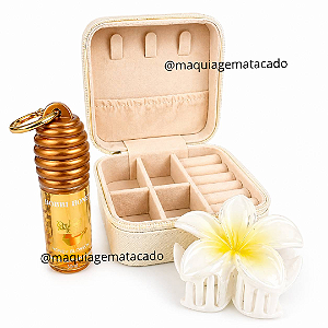 EDIÇÃO LIMITADA - Kit Presente: 01 Honey Lip Gloss Magic Mel com Chaveiro Bobbi Rara, 01 Porta Jóias e 01 Piranha de Flor Para Cabelo Pequena KP02