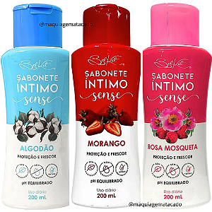 Kit 03 Unidades Sabonete Íntimo Sense Belkit: Algodão, Morango e Rosa Mosqueta