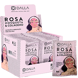 Máscara Facial Peel Off Rosa Mosqueta e Colágeno Dalla DL1005 Atacado Box 60 Unidades