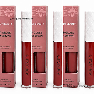 Kit 03 Unidades Lip Gloss Rose Brown Lady Beauty L64