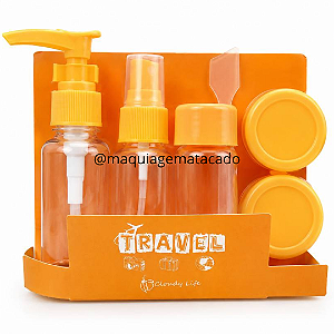 Kit 05 Frascos Para Viagem com Necessaire Plástica NO2488