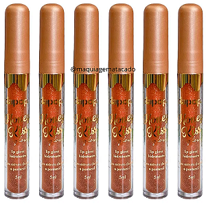 Kit 06 Unidades Lip Gloss Glow Hidratante Honey Kiss Da Pop DP2399