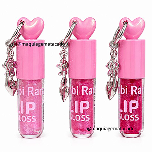 Kit 03 Unidades Lip Gloss com Mosquetão Chaveiro e Pingentes Bobbi Rara BRB106271