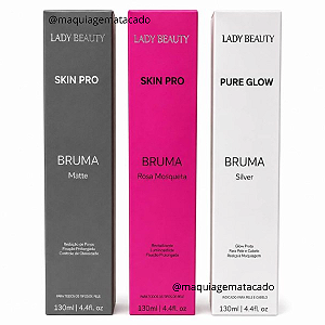 Kit 03 Unidades Brumas Lady Beauty: Matte PRO06, Rosa Mosqueta PRO07 e Silver Glow Prata PRO11