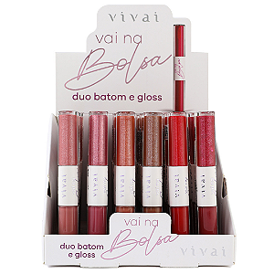 Duo Batom e Gloss Vai na Bolsa Vivai 3312 Atacado Box 36 Unidades