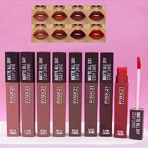 Kit 08 Unidades Batom Líquido Matte All Day Pink 21 CS5396