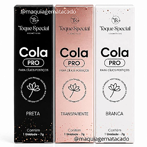 Kit 03 Unidades Cola Para Cílios Postiços Pro Á Prova D'Àgua Toque Special TS08001: Branca, Preta e Transparente