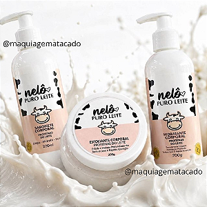 Kit Corporal Puro Leite Nelô: Esfoliante, Sabonete e Hidratante