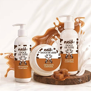 Kit Corporal Doce de Leite Nelô: Esfoliante, Sabonete e Hidratante