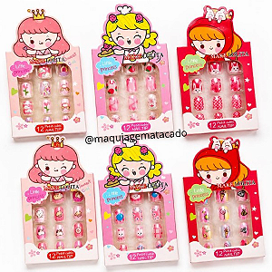 Kit 06 Cartelas Unhas Postiças Autocolante Infantil ML1195