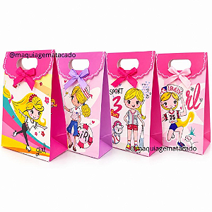 Sacolinha Para Presente de Papelão Tema Girl 16x12x5cm YGJDZ06 Cor e Estampa Aleatória - Unidade