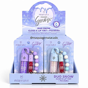 Duo Snow Gloss e Lip Tint com Pulseira Mia Make 634 Atacado Box 18 Unidades
