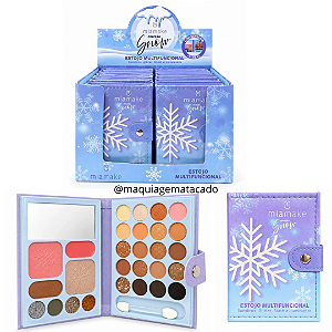 Estojo Multifuncional Sombras, Glitter, Blush e Iluminador Coleção Snow Mia Make 631 Atacado Box 12 Unidades