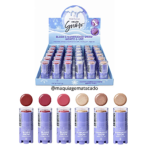 Blush e Iluminador Monte e Use Coleção Snow Mia Make 639 Atacado Box 36 Unidades