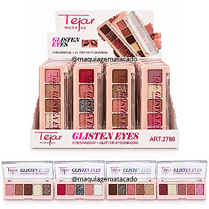 Paleta de Sombras e Glitter Glisten Eyes Tejar Makeup TJ2786 Atacado Box 24 Unidades