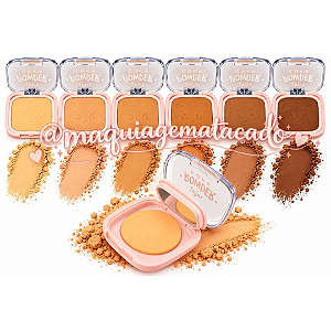 Kit 06 Unidades Pó Compacto Powder Cake com Espelho e Esponja Tejar Makeup TJ2835