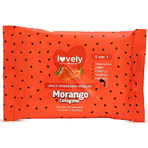 Lenço Umedecido Micelar Lovely Face Beautiful Morango Colágeno FB600
