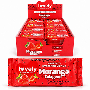 Mini Lenço Umedecido Micelar Lovely Face Beautiful Morango Colágeno FB710 - Unidade